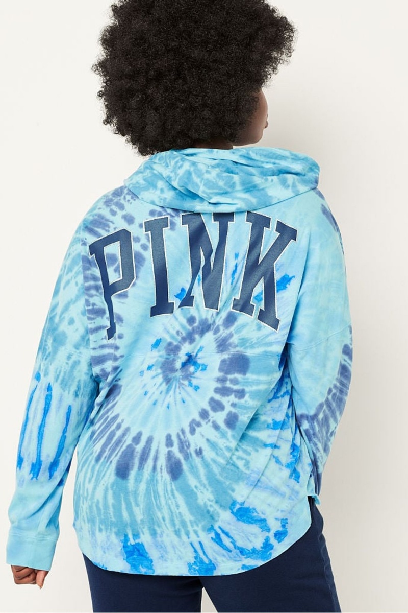 Light Sky Tie Dye Blue Victoria's Secret Long Sleeve Hoodie | ZQH-435176