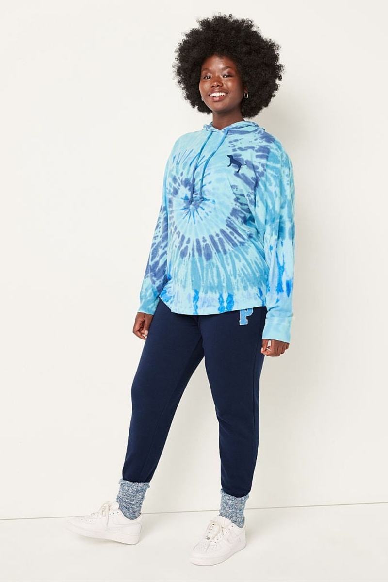 Light Sky Tie Dye Blue Victoria's Secret Long Sleeve Hoodie | ZQH-435176