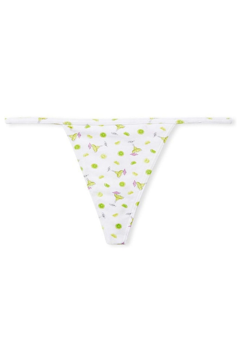 Lime Margarita White Victoria's Secret Stretch Cotton Cotton G String Knickers | PHT-376045