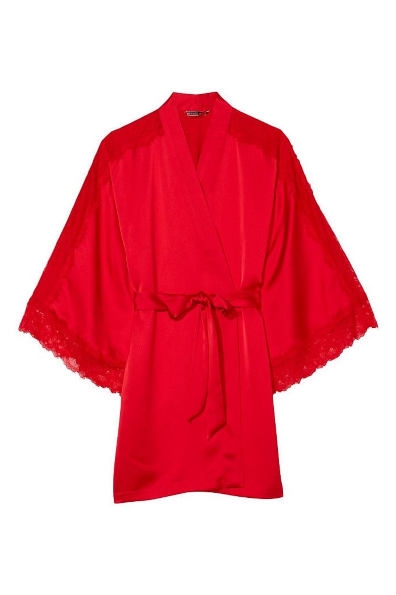 Lipstick Red Victoria's Secret Lace Inset Robe | VSA-705612