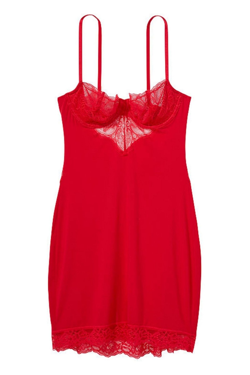 Lipstick Red Victoria's Secret Modal Lace Mini Slip | NHA-507942