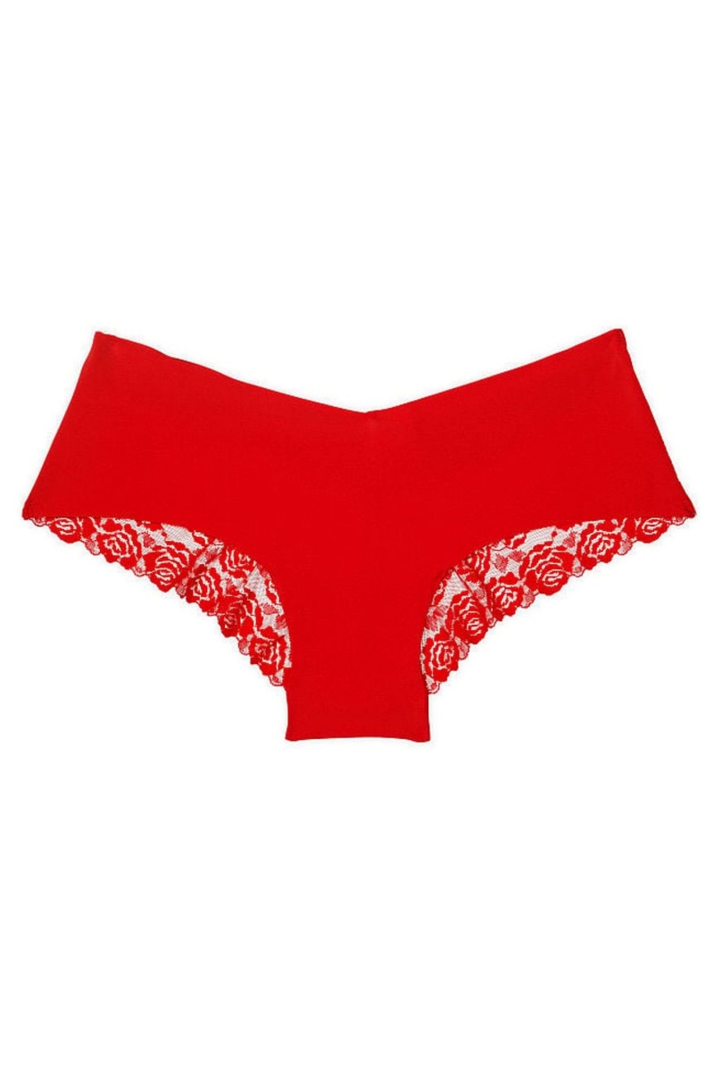 Lipstick Red Victoria's Secret No-Show Lace No Show Cheeky Knickers | PJV-490872