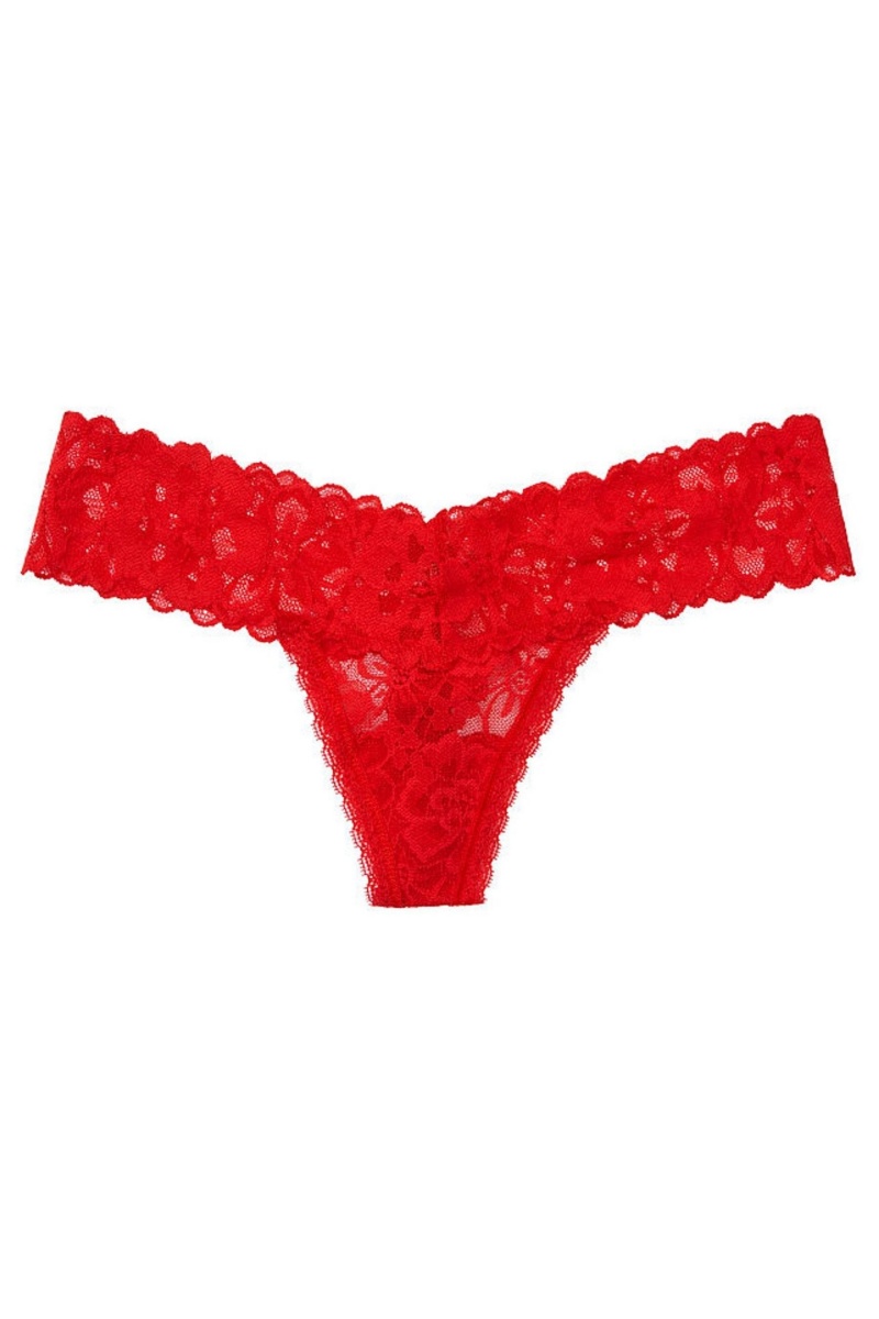 Lipstick Red Victoria's Secret The Lacie Lace Thong Knickers | YQW-953621