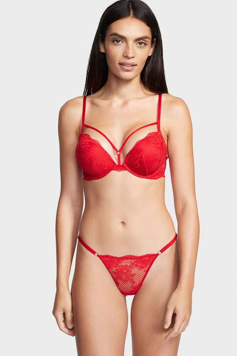 Lipstick Red Victoria\'s Secret Very Sexy Lace Thong Knickers | WXP-147096