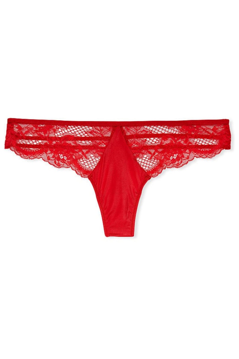 Lipstick Red Victoria's Secret Very Sexy Lace Thong Knickers | JRU-218063