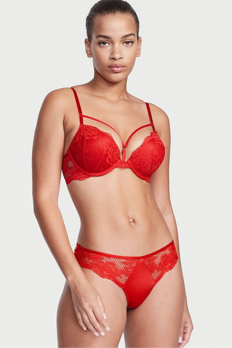 Lipstick Red Victoria\'s Secret Very Sexy Lace Thong Knickers | JRU-218063