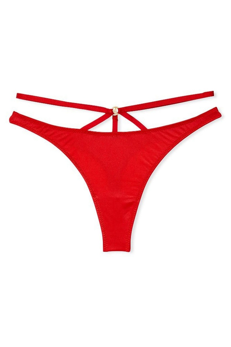 Lipstick Red Victoria's Secret Very Sexy Strappy Thong Knickers | UDN-468910