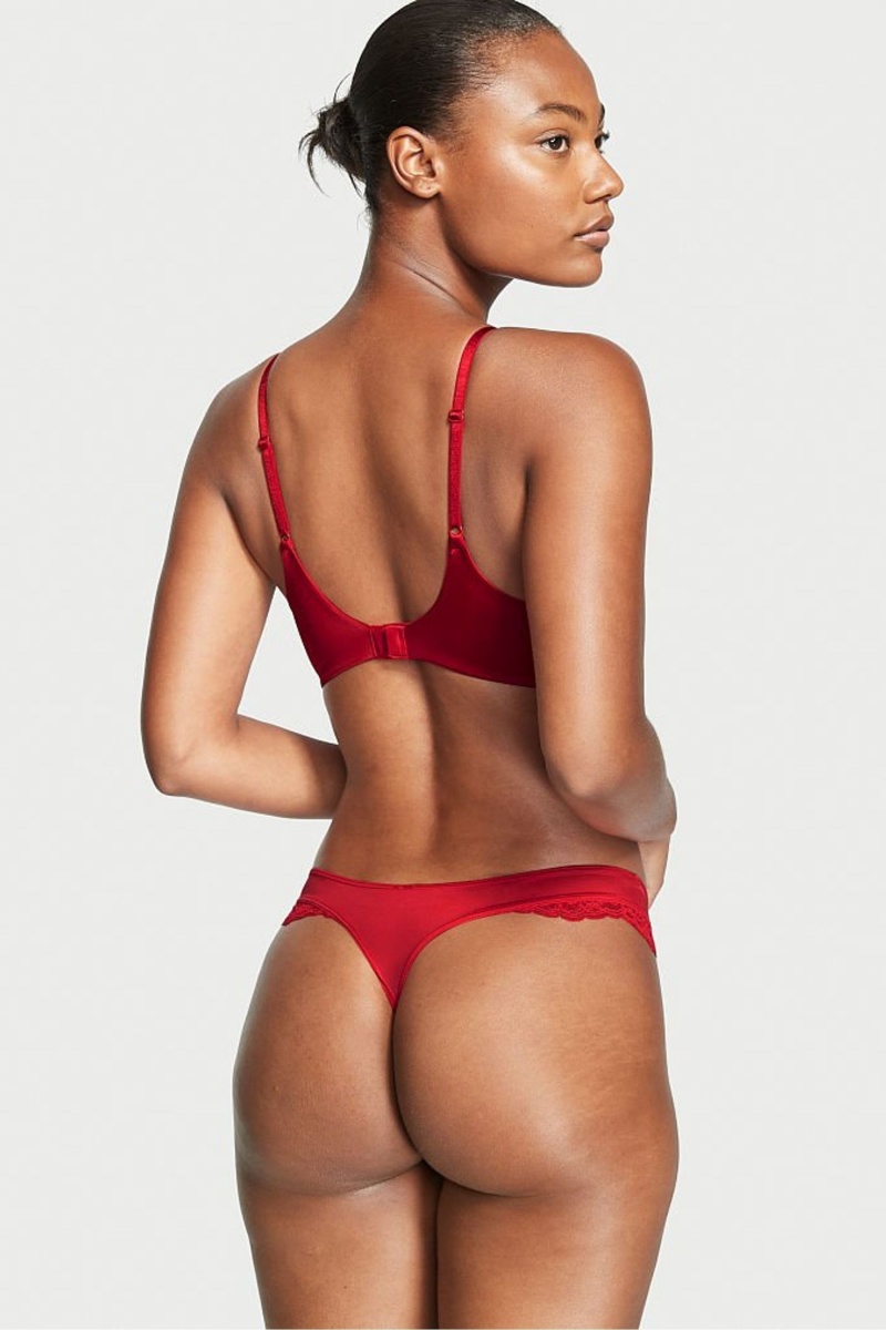 Lipstick Red Victoria's Secret Very Sexy Lace Thong Knickers | ICT-675143