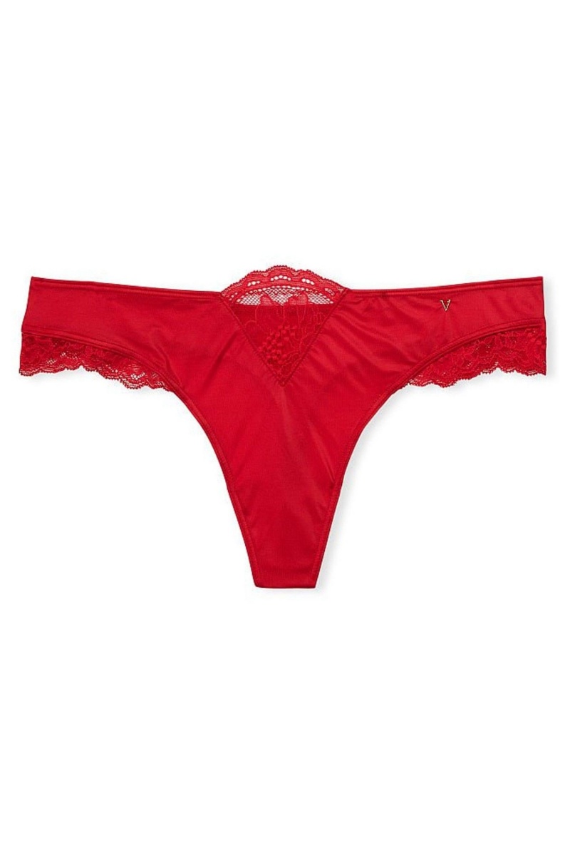 Lipstick Red Victoria's Secret Very Sexy Lace Thong Knickers | ICT-675143