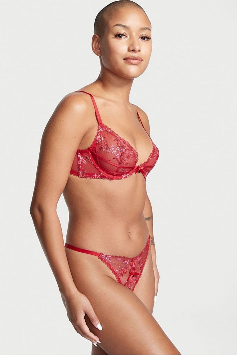 Lipstick Red Victoria's Secret Very Sexy Lace G String Knickers | NZJ-731289