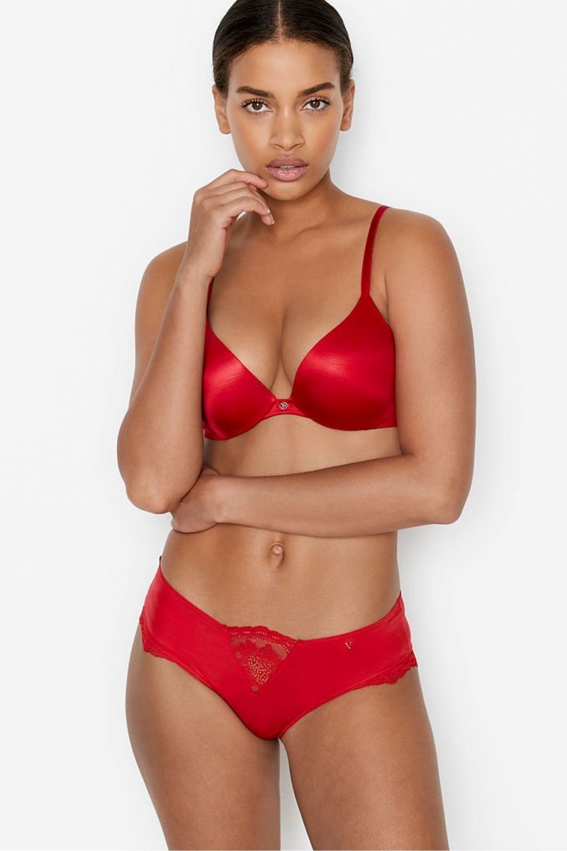 Lipstick Red Victoria's Secret Very Sexy Smooth Plunge Push Up Bra | VJT-043729