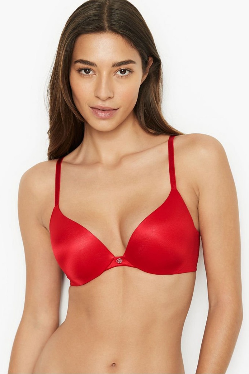 Lipstick Red Victoria\'s Secret Very Sexy Smooth Plunge Push Up Bra | VJT-043729