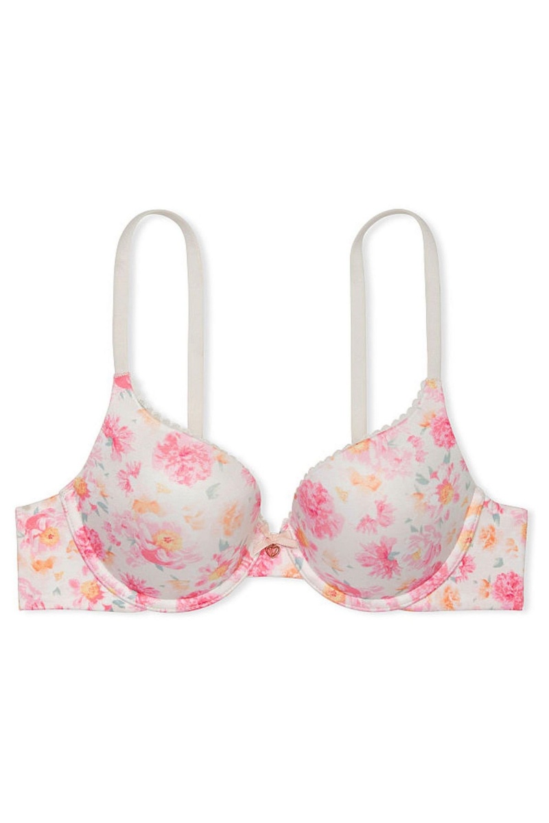 Lovely Peonies White Victoria's Secret Body by Victoria Smooth Full Cup Push Up Bra | RPE-912463