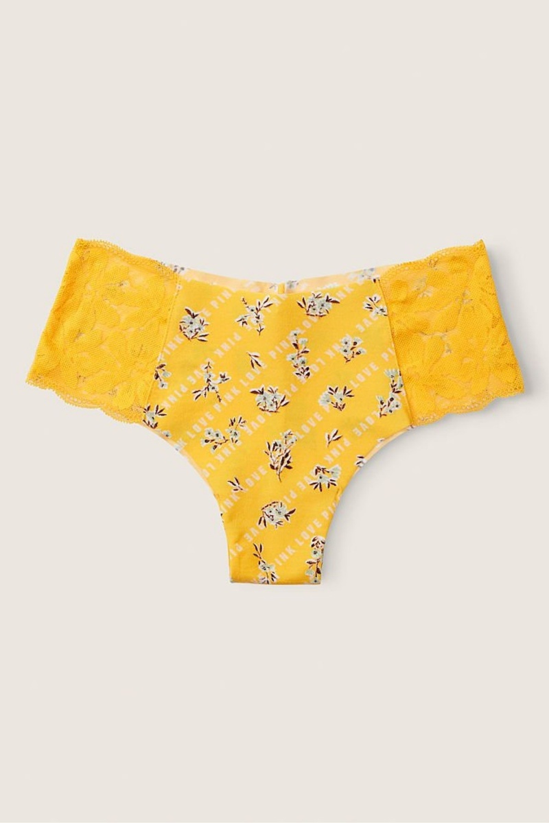 Maize Yellow Floral Logo Yellow Victoria\'s Secret No-Show No Show Cheeky Knickers | TXY-159328