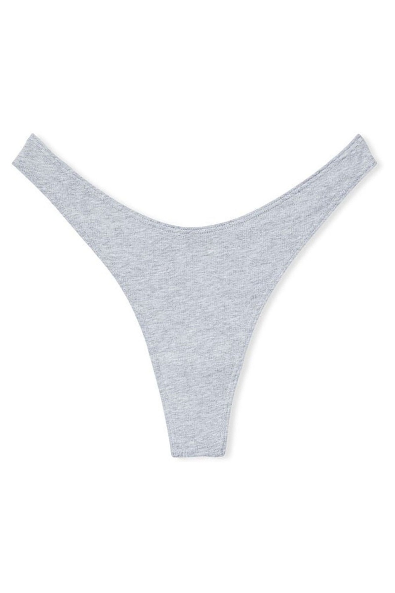 Medium Heather Grey Victoria's Secret Stretch Cotton Cotton High Leg Thong Knickers | UJK-013496