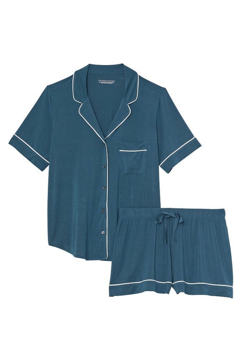 Midnight Sea Blue Victoria's Secret Modal Pyjama Short Pyjamas Set | NOS-751620