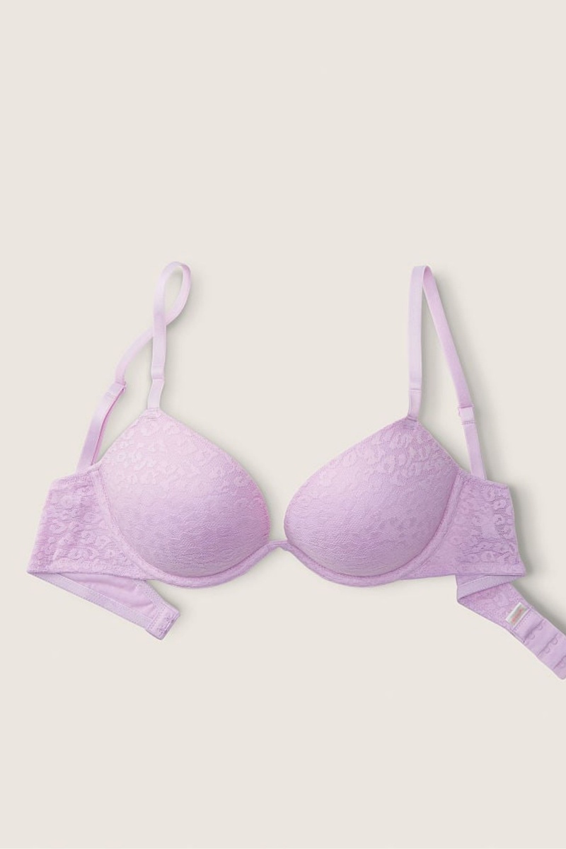 Misty Lilac Purple Victoria's Secret Wear Everywhere Add 2 Cups Lace Push Up T-Shirt Bra | PID-168074