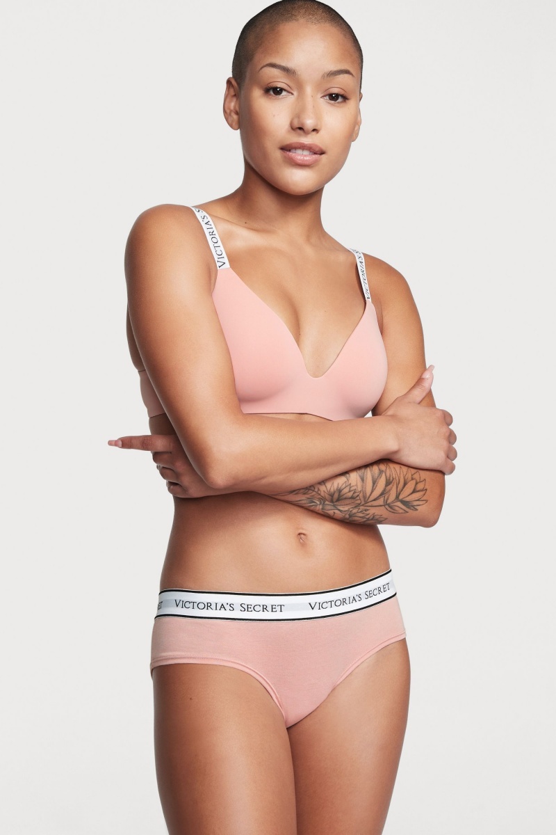 Misty Rose Pink Victoria's Secret Stretch Cotton Logo Knickers | UIS-426738