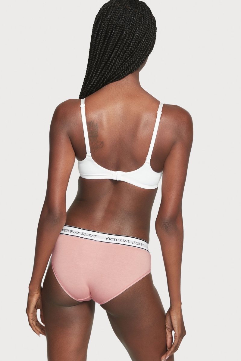 Misty Rose Pink Victoria's Secret Stretch Cotton Logo Knickers | RMT-489037