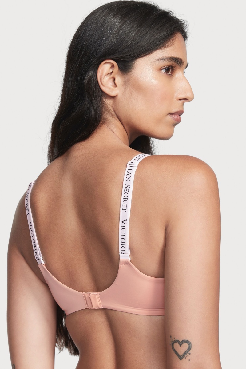 Misty Rose Pink Victoria's Secret The T-Shirt Full Coverage Push Up Logo Bra | QDN-839576