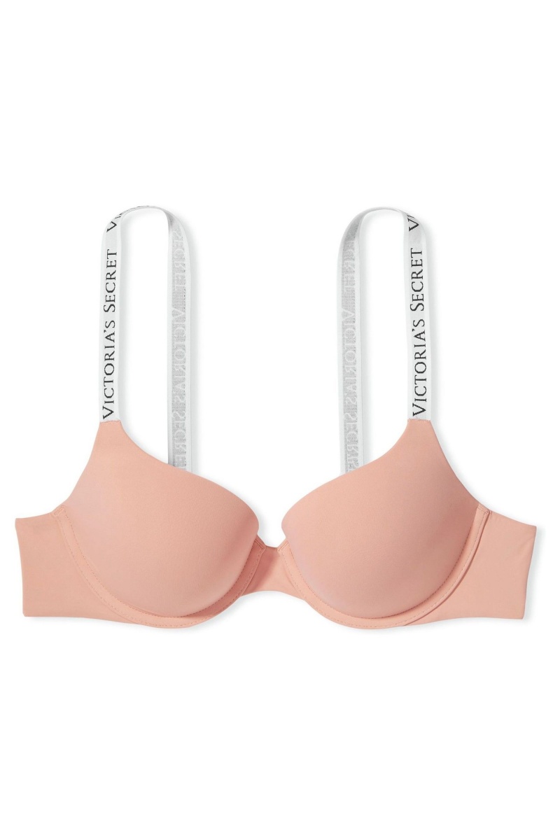 Misty Rose Pink Victoria's Secret The T-Shirt Full Coverage Push Up Logo Bra | QDN-839576