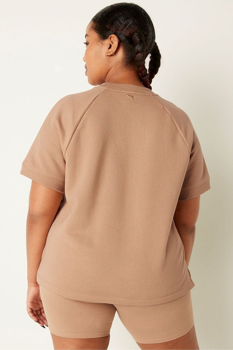 Mocha Latte Brown Victoria's Secret Short Sleeve Oversized Crew Neck T-Shirt | GLT-948376