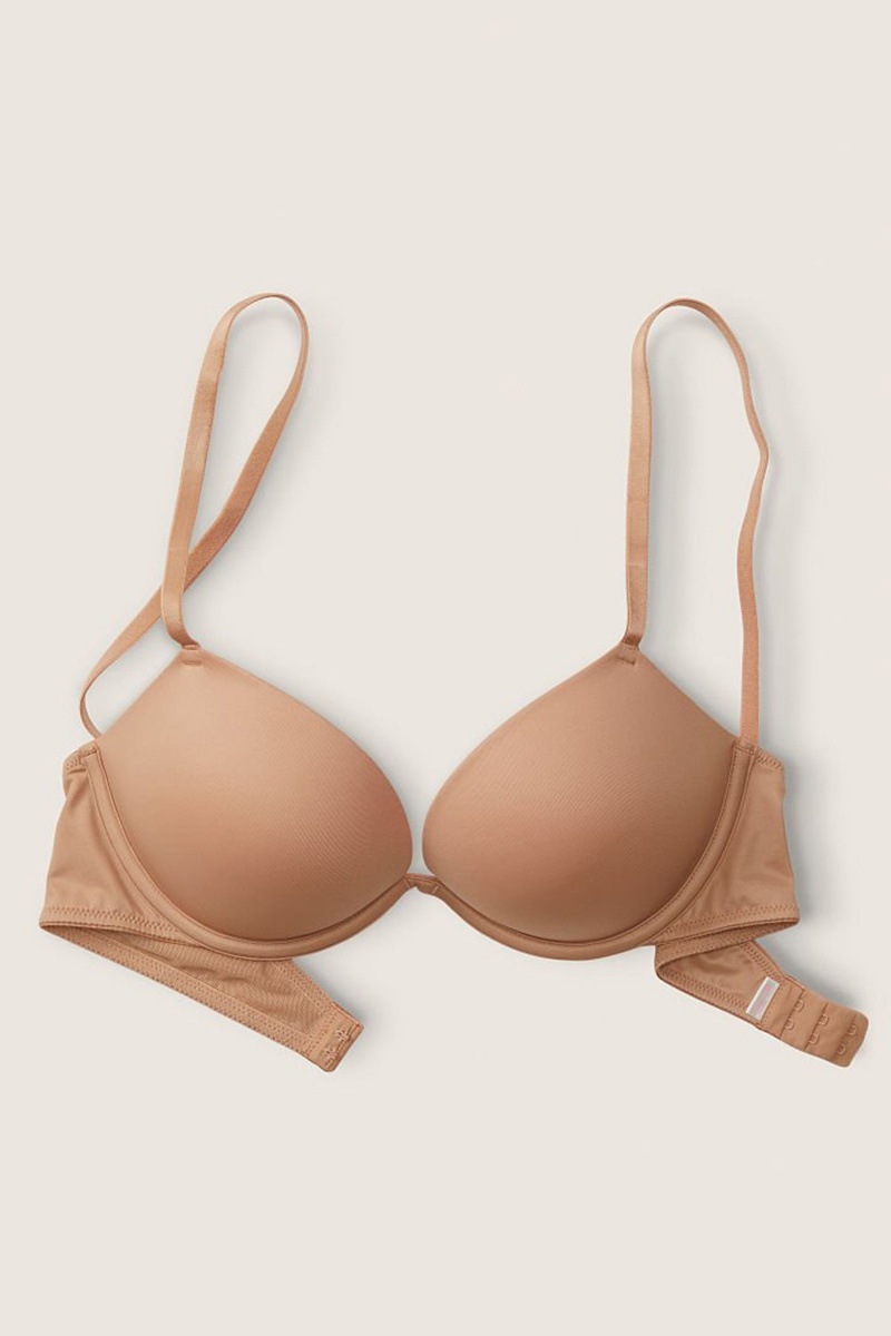 Mocha Latte Nude Victoria's Secret Wear Everywhere Smooth Push Up T-Shirt Bra | EAD-983567