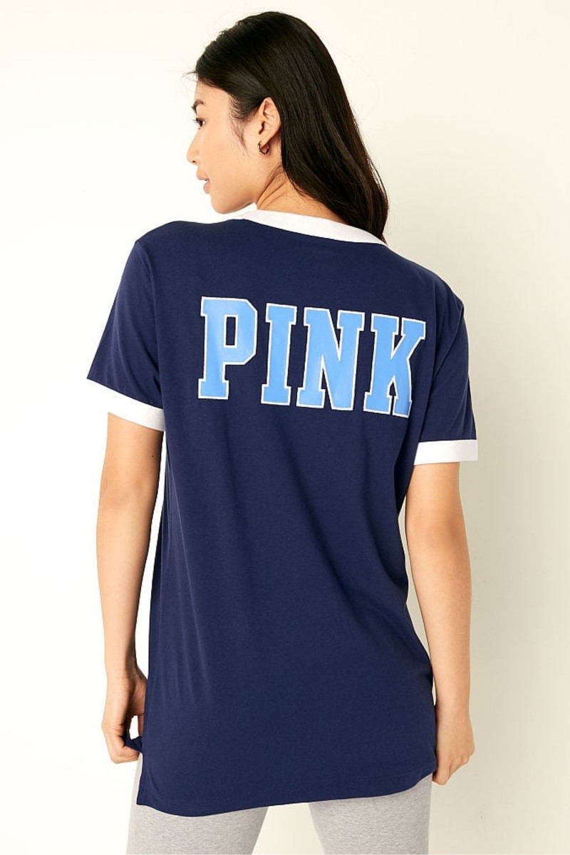 Navy Blue Victoria's Secret Short Sleeve T-Shirt | OQX-927104