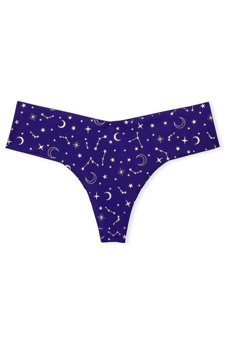 Night Ocean Blue Victoria's Secret Sexy Illusions by Victorias Secret No Show Shimmer Thong Knickers | RIK-923167