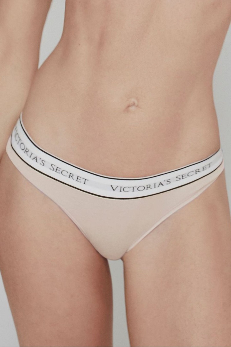 Nude Victoria\'s Secret Stretch Cotton Logo Knickers | XWB-759803