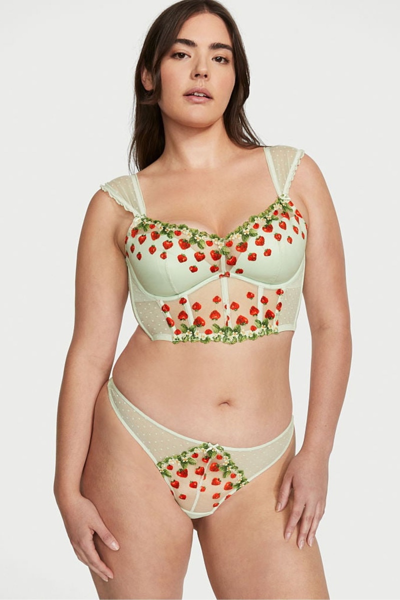 Pale Green Victoria's Secret Dream Angels Strawberry Embroidered Bra | RGL-147563