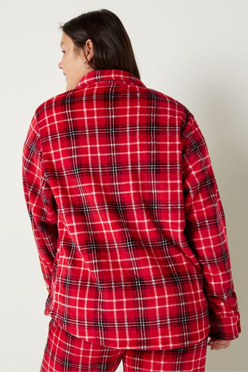 Pepper Red Victoria's Secret Cosy Long Sleeve Pyjama Top | FIQ-863219