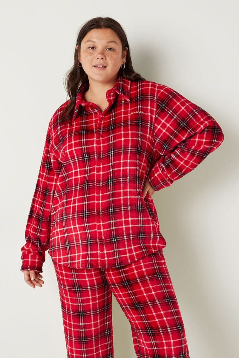 Pepper Red Victoria\'s Secret Cosy Long Sleeve Pyjama Top | FIQ-863219