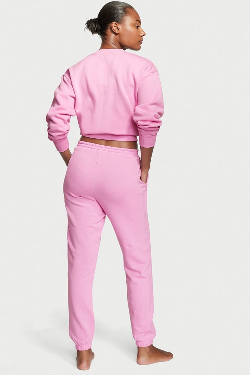 Pink Victoria's Secret Cotton Fleece Gym Joggers | FKI-681234