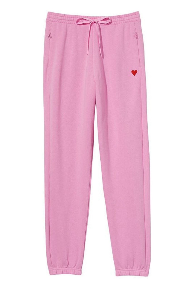 Pink Victoria's Secret Cotton Fleece Gym Joggers | FKI-681234