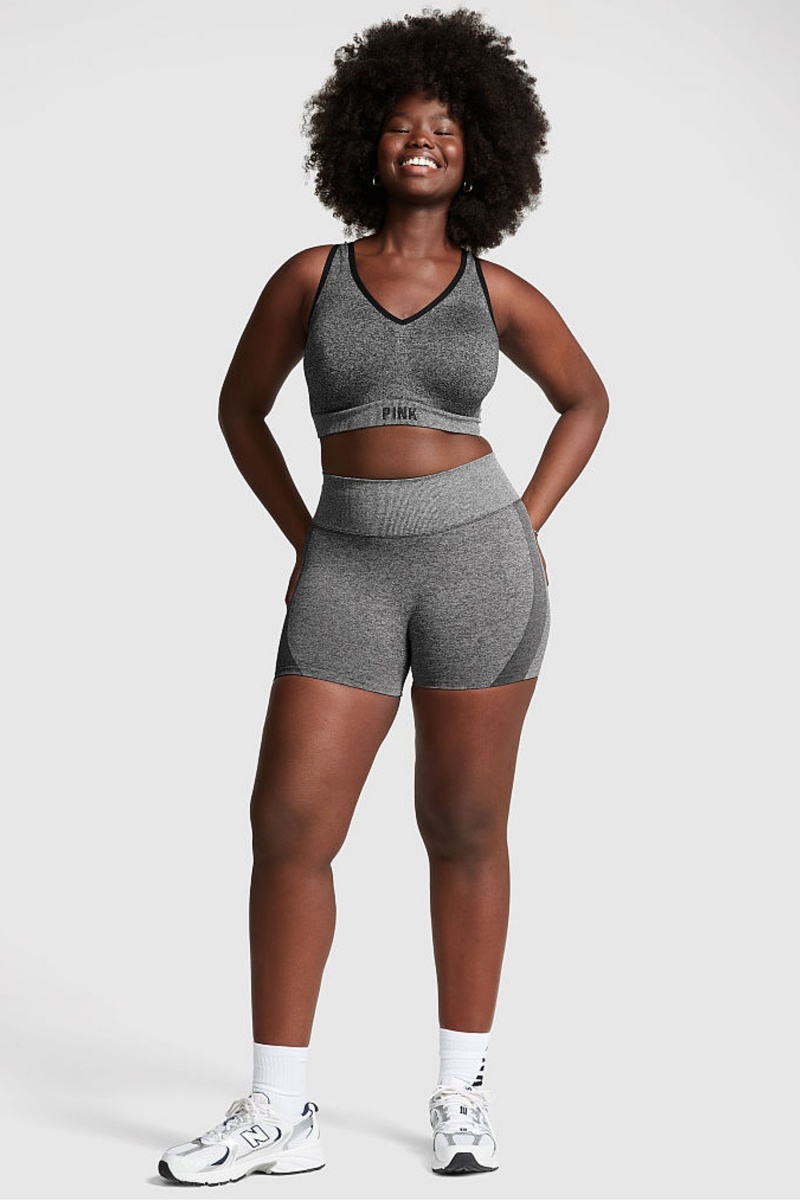 Pure Black Marl Victoria's Secret Seamless High Waist Short | PYN-274690