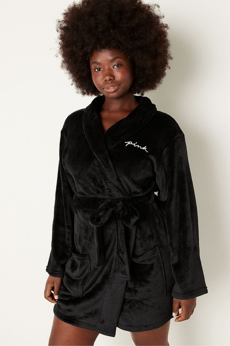 Pure Black Victoria\'s Secret Cosy Dressing Gown | RCU-531602