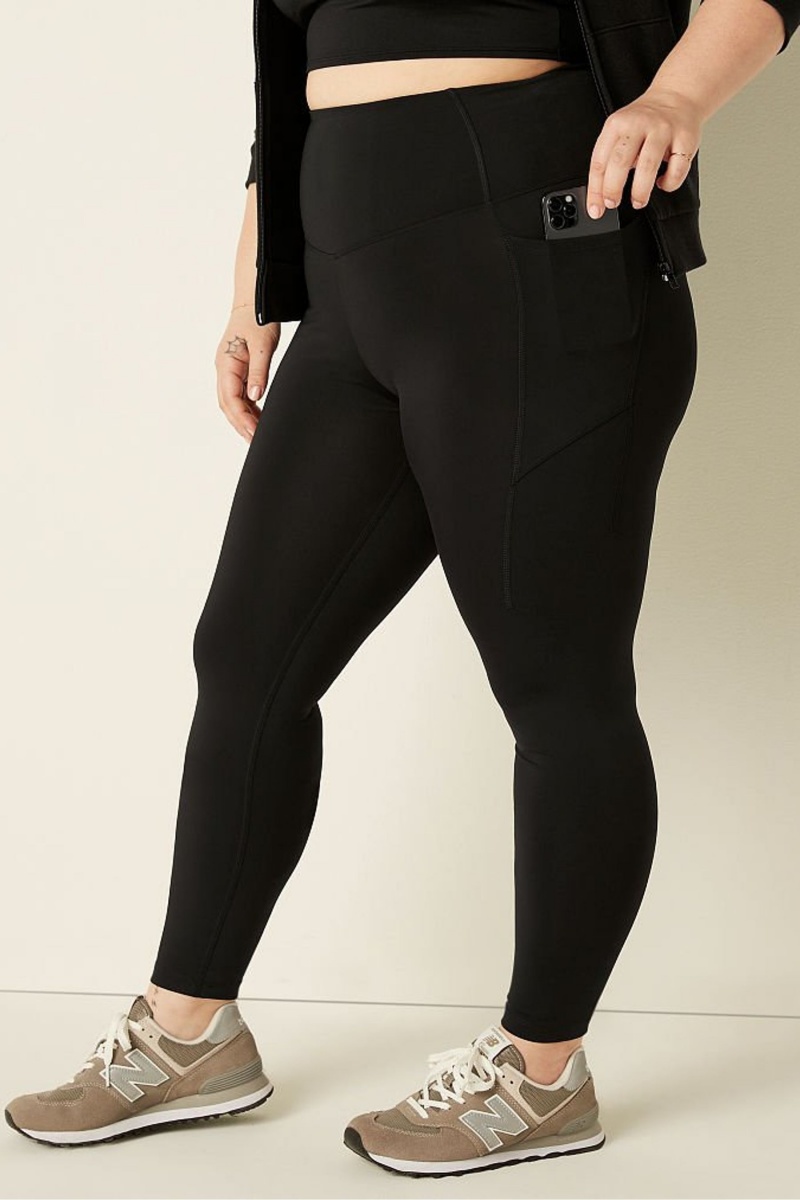 Pure Black Victoria's Secret High Waist Crop Legging | WRP-810352