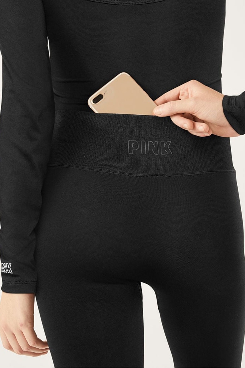 Pure Black Victoria's Secret Seamless Breathable Leggings | NYW-768340