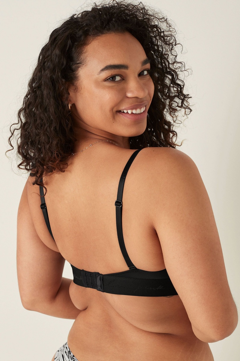 Pure Black Victoria's Secret Seamless Seamless Lightly Lined Low Impact Racerback Sports Bra | IJF-687935