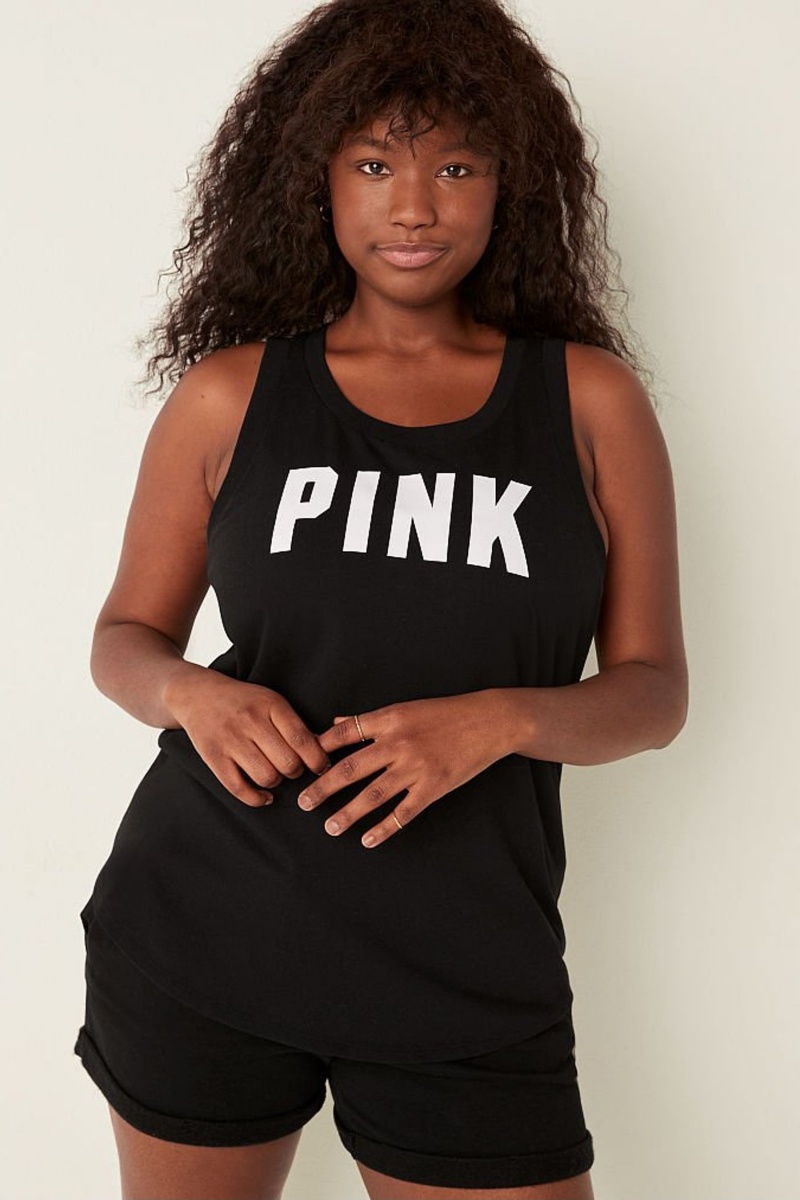 Pure Black Victoria\'s Secret Tank Top | UIC-064215