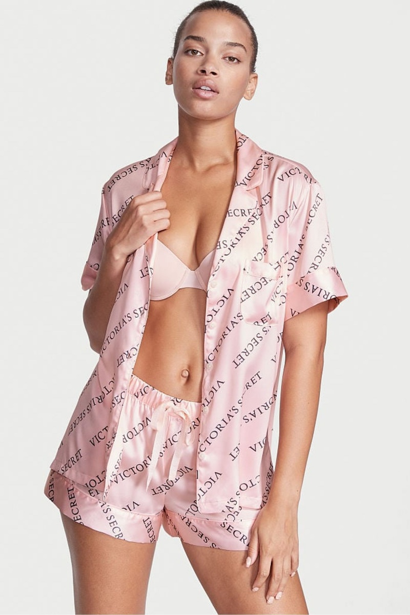 Purest Pink VS Victoria\'s Secret Satin Short Pyjamas | JQD-842376