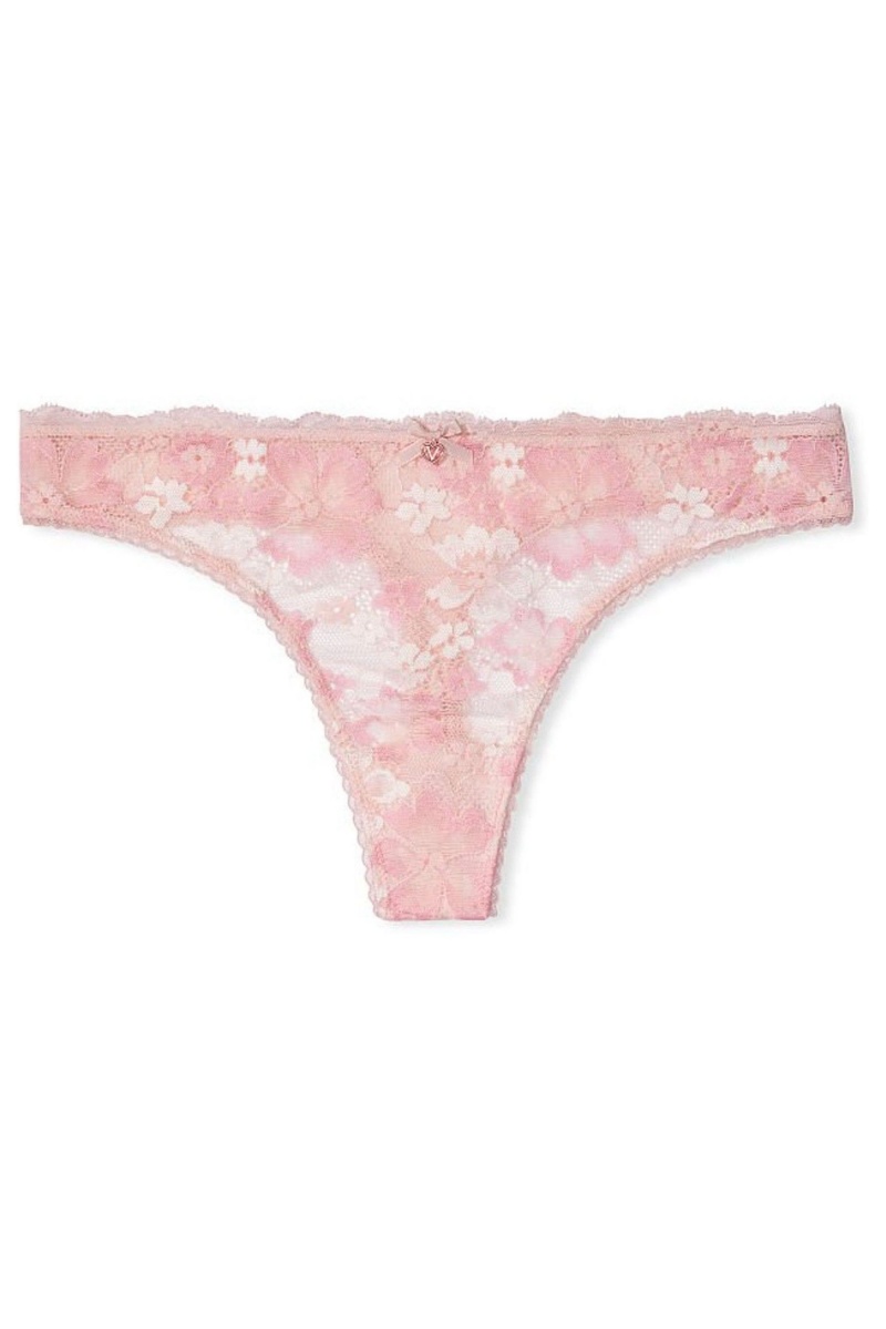 Purest Pink Victoria's Secret Body by Victoria Lace Trim Thong Knickers | NVL-026783