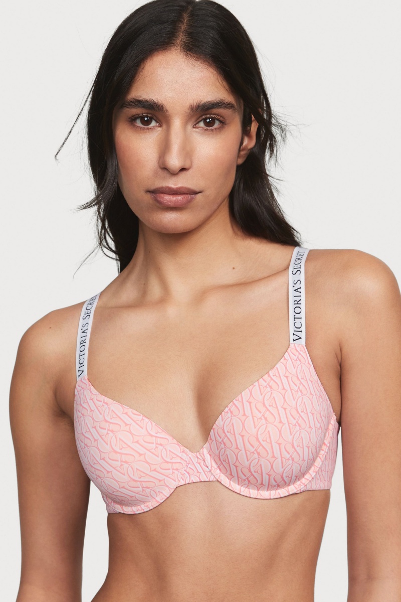 Purest Pink Victoria's Secret The T-Shirt Lightly Lined Demi Logo Bra | FCJ-452079