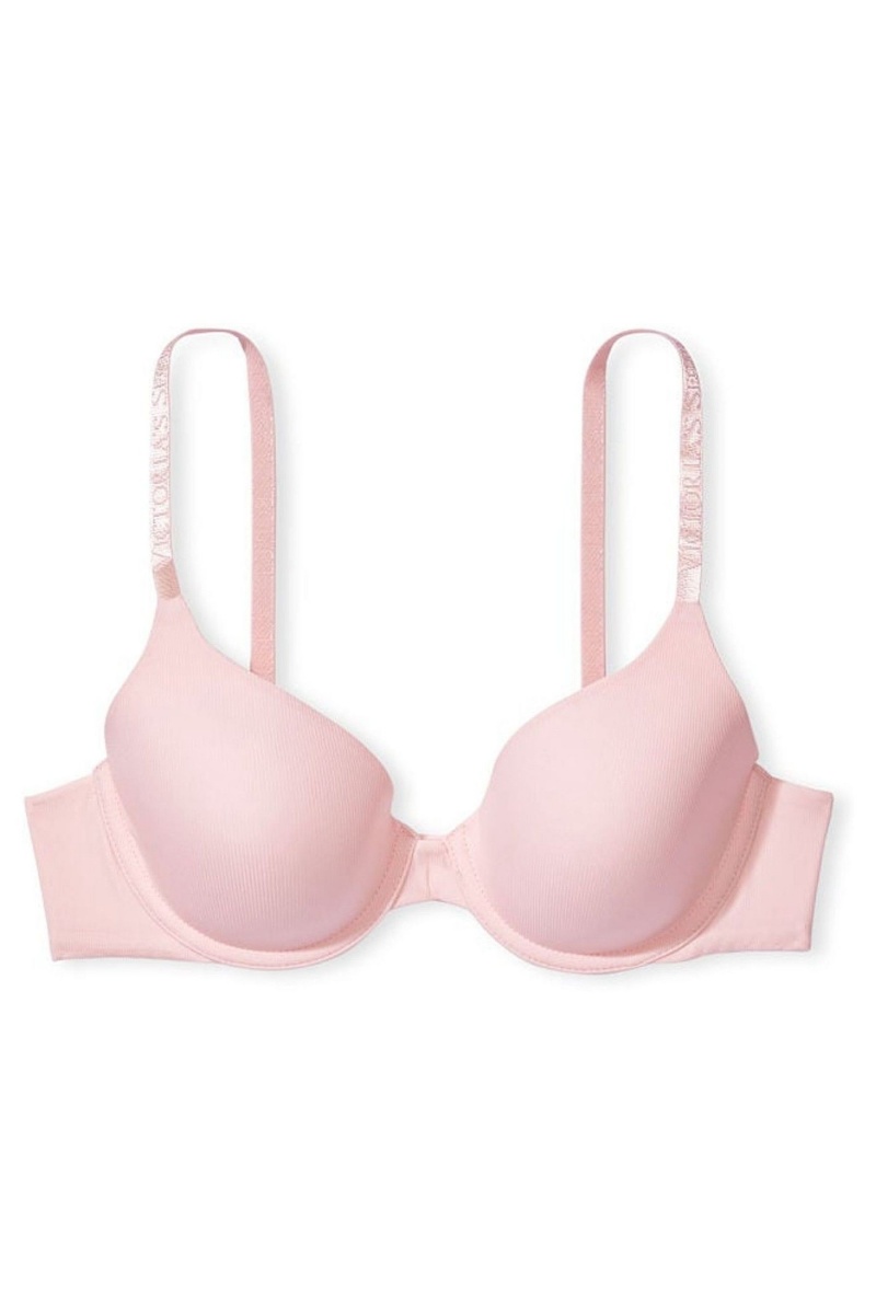 Purest Pink Victoria's Secret The T-Shirt Bombshell Front Fastening Push Up Bra | YCT-940278