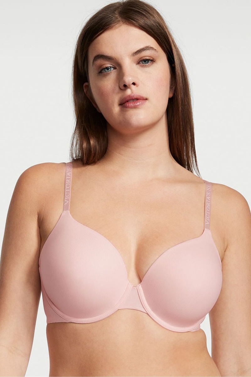 Purest Pink Victoria\'s Secret The T-Shirt Bombshell Front Fastening Push Up Bra | YCT-940278