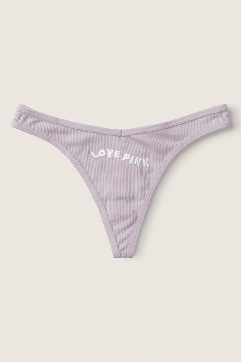 Purple Mist with Embroidery Purple Victoria\'s Secret Stretch Cotton Cotton Thong Knickers | IDF-963421