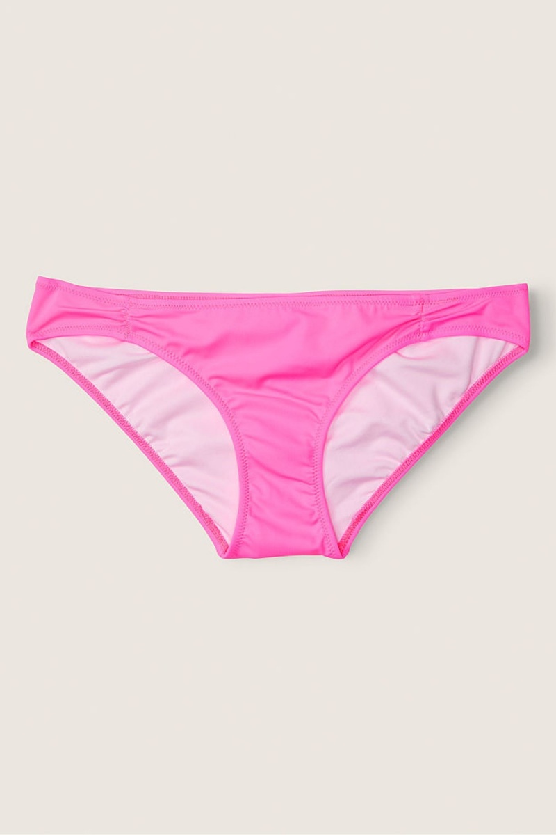 Radiant Rose Pink Victoria\'s Secret Ruched Front Bikini Bottoms | UER-905137