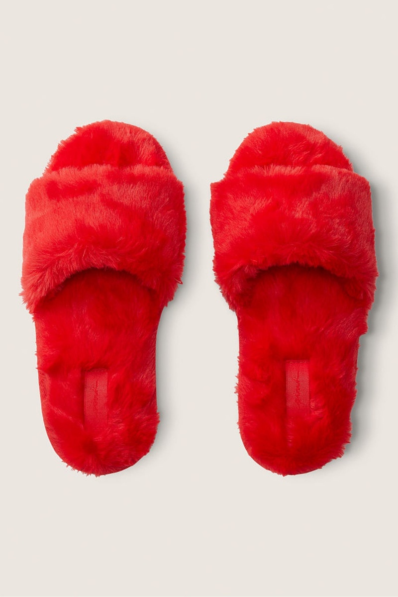 Red Pepper Victoria's Secret Faux Fur Slippers | GHW-492506