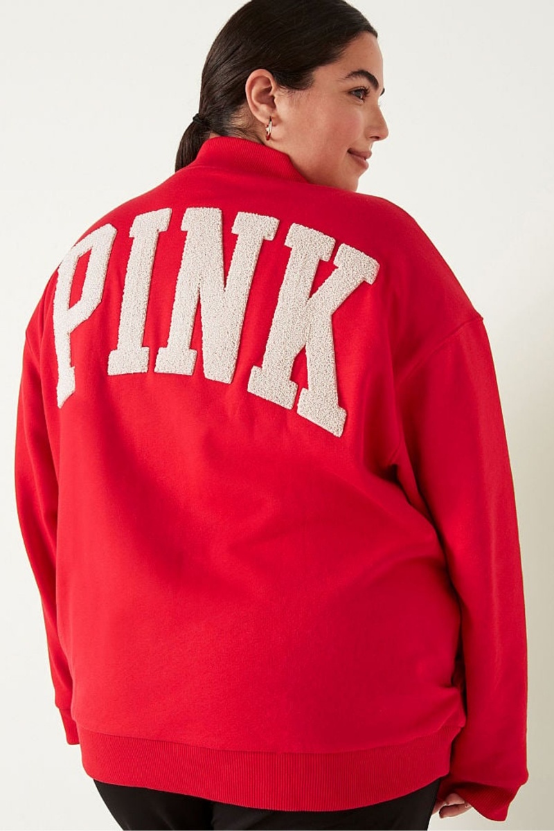 Red Pepper Victoria's Secret Fleece Varsity Jacket | HGO-517460